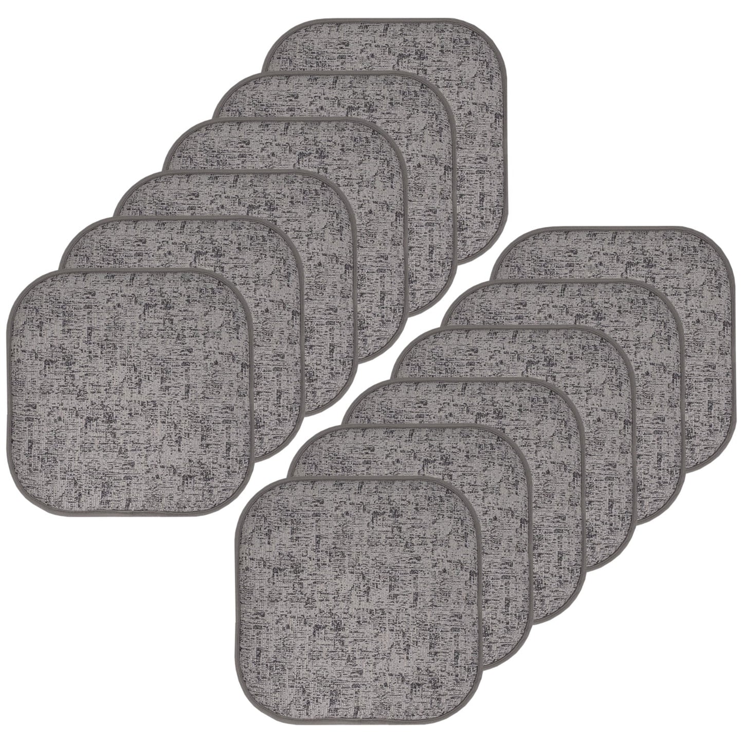 Broadway Memory Foam No Slip Back 16 x 16 Chair Pad Cushion 12 Pack - Gray-Black