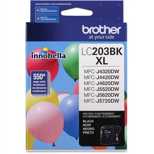 Brother Genuine Innobella LC203BK High Yield Black Ink Cartridge - Inkjet - High Yield - 550 Pages - Black - 1 Each | Bundle of 5 Each