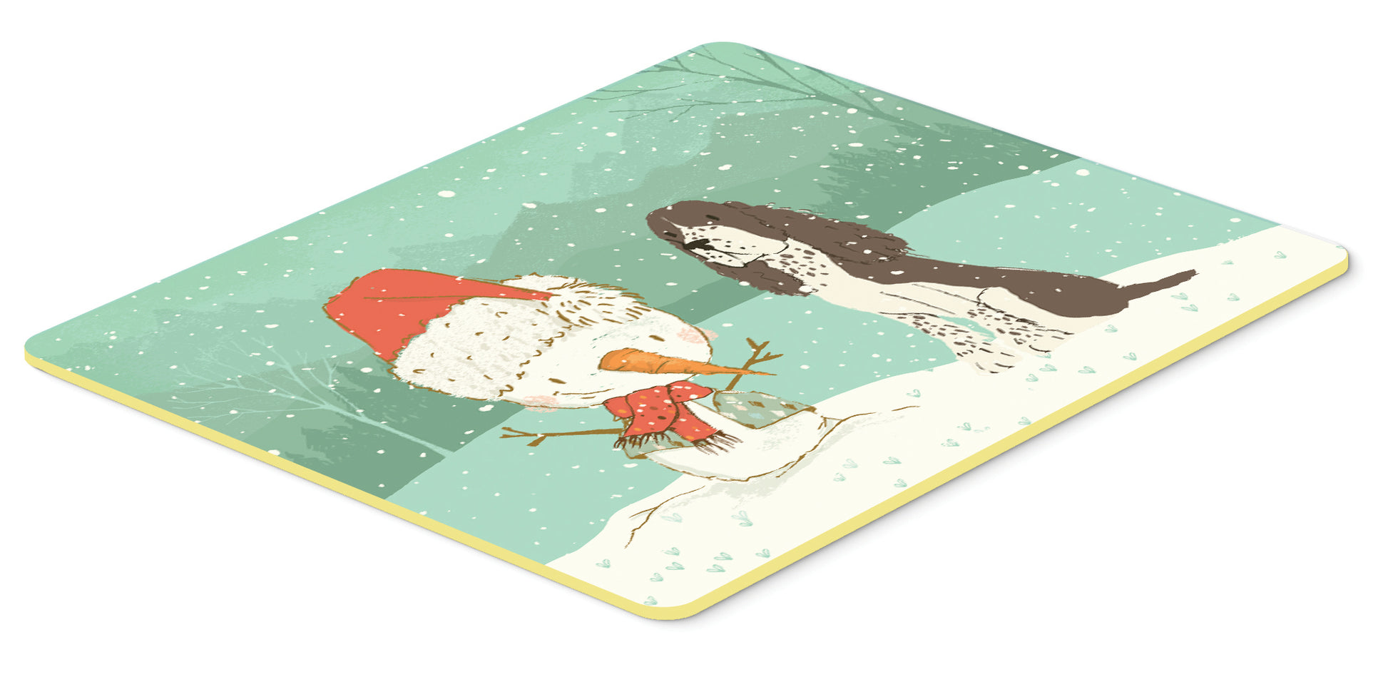 Brown English Springer Spaniel Snowman Christmas Kitchen or Bath Mat 24x36
