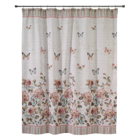 Butterfly Garden Shower Curtain White