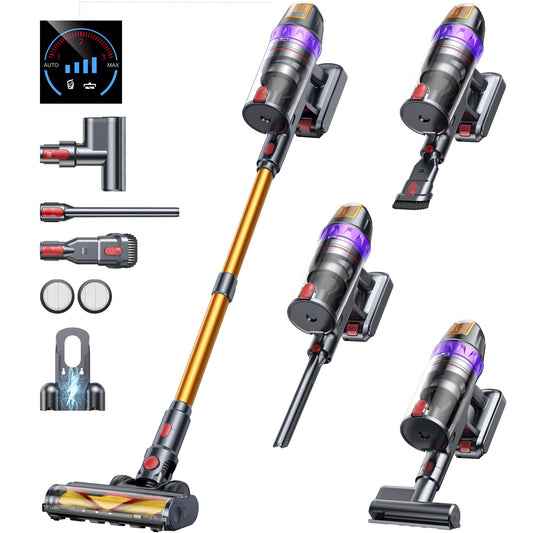 Buture VC90 Cordless Stick Vacuum with Mite Removal Brush, 600W 55KPA 60Mins Runtime, LED Display Lightweight Cordless Vacuum Cleaner for Carpet Pet Hair Hard Floor