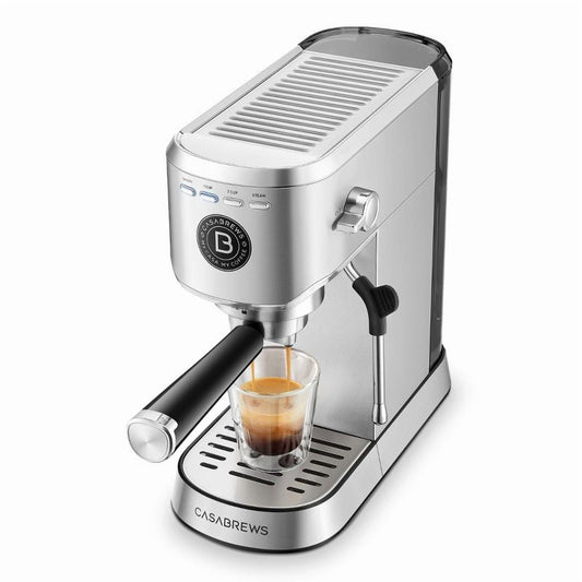 CASAREWS 5418asic Stainless Steel Compact Espresso Machine: 20-ar, Milk Frother, Volume Control