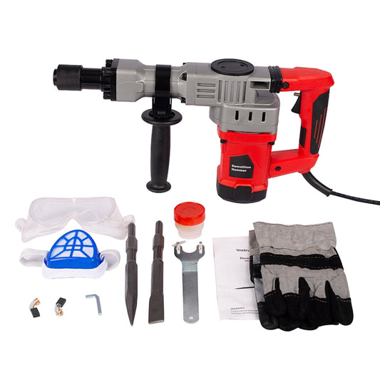 CJC 1280W Heavy Duty Electric Demolition Jack Hammer Concrete Breaker Power Trigger Lock with Chisel Bit & Carrying Case