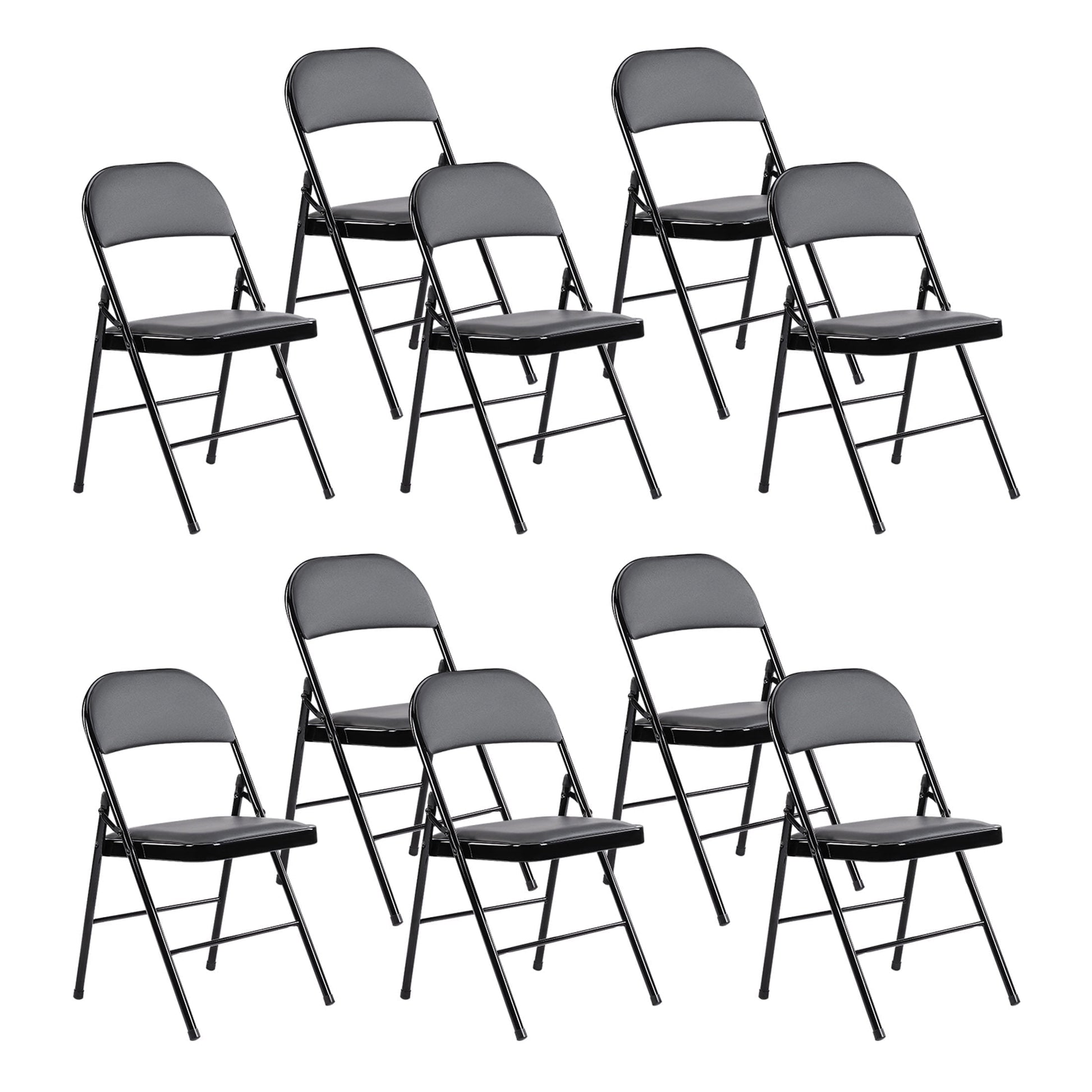 CONCETTA 10 Pack Folding Chair, Indoor Outdoor Portable Stackable Commercial Leather Padded Seat for Home, Office, Party, Black