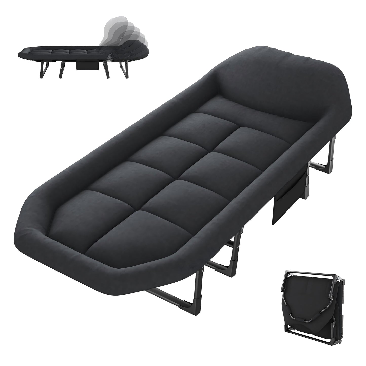 CONCETTA 71 Inch Camping Cot Extra Wide, Heavy-Duty Oxford Fabric, Portable Folding Sleeping Bed, Gray