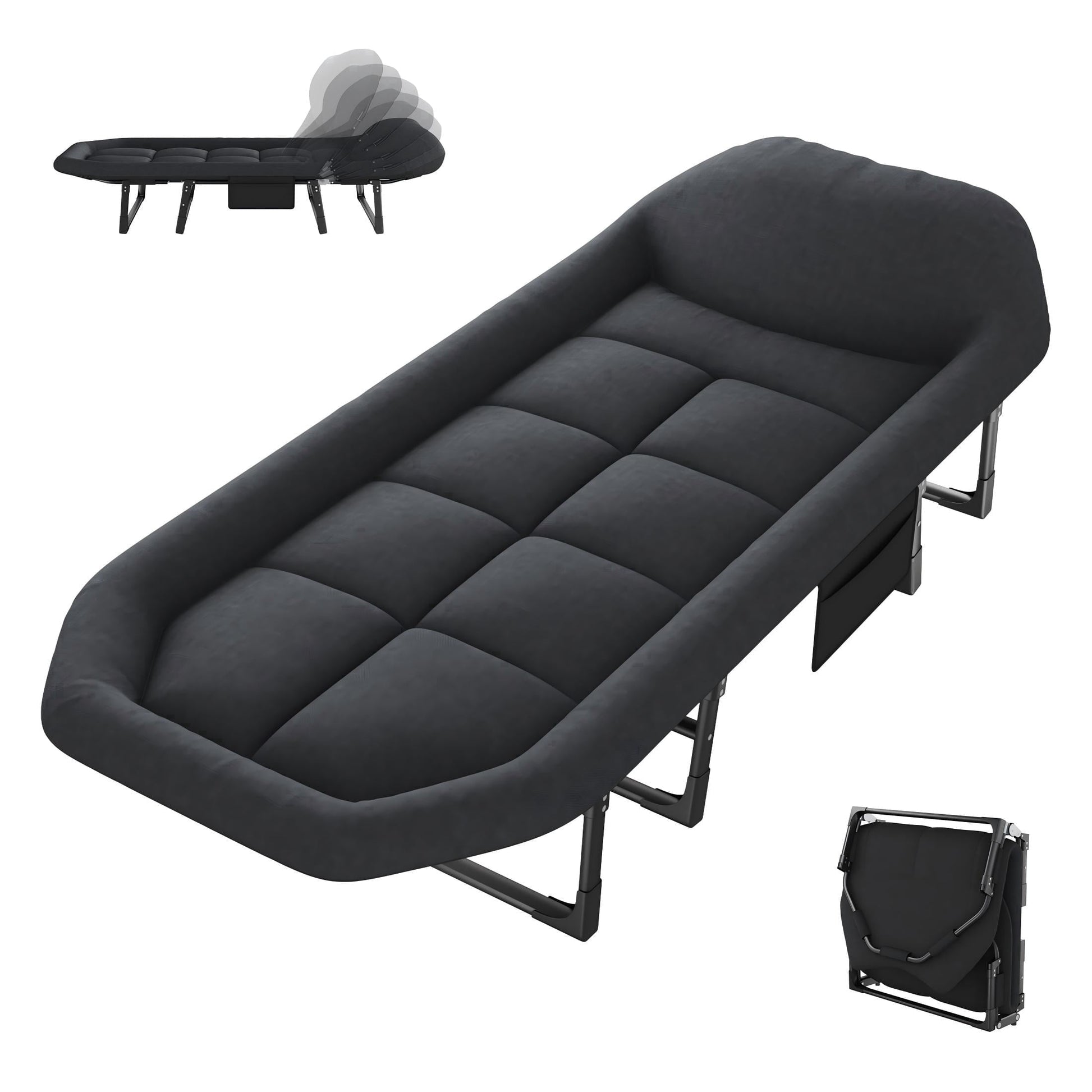 CONCETTA 71 Inch Camping Cot Extra Wide, Heavy-Duty Oxford Fabric, Portable Folding Sleeping Bed, Gray