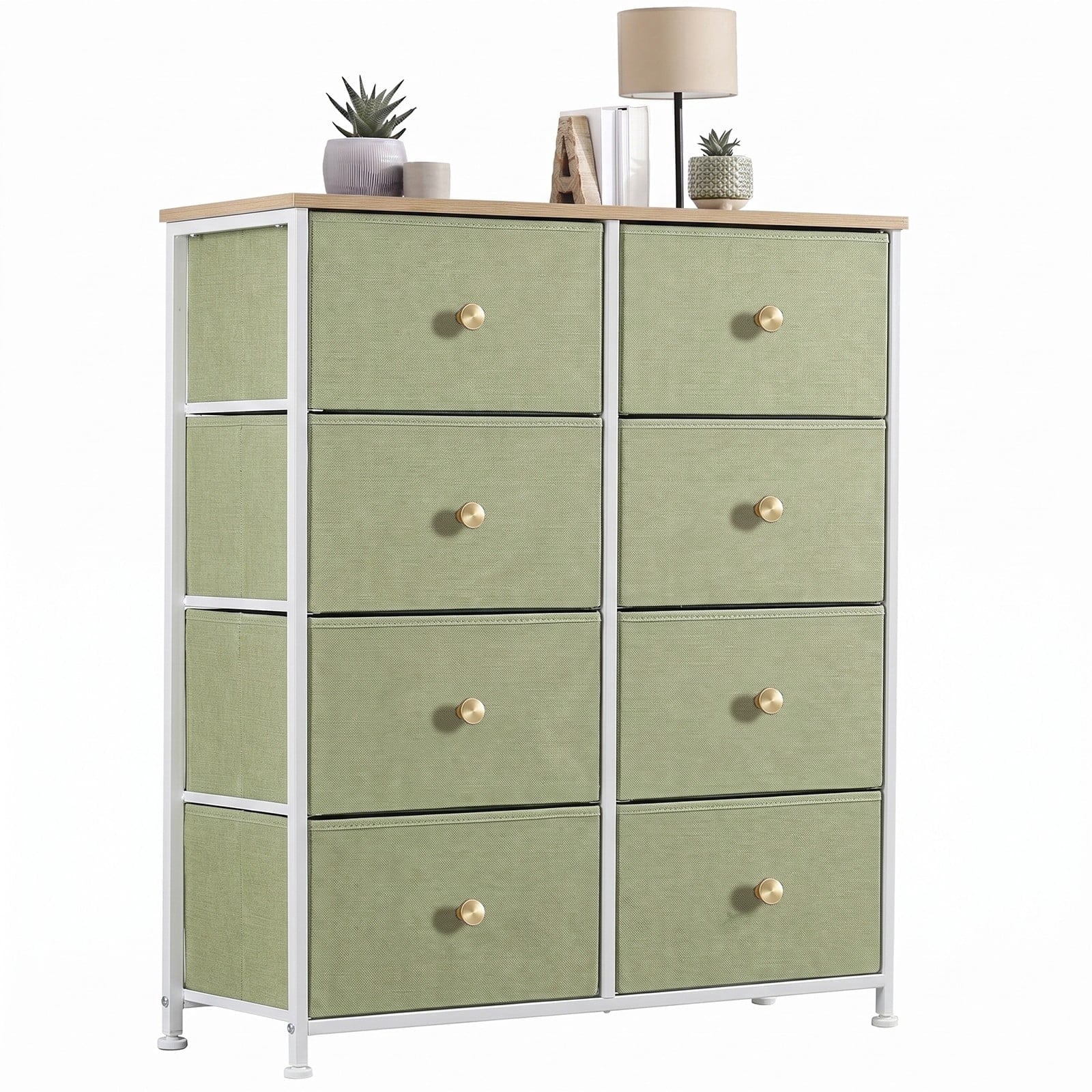 CONCETTA 8-Drawer Fabric Dresser Storage Chest for Bedroom, Closet, Entryway, Storage Furniture for Adults, Light Green