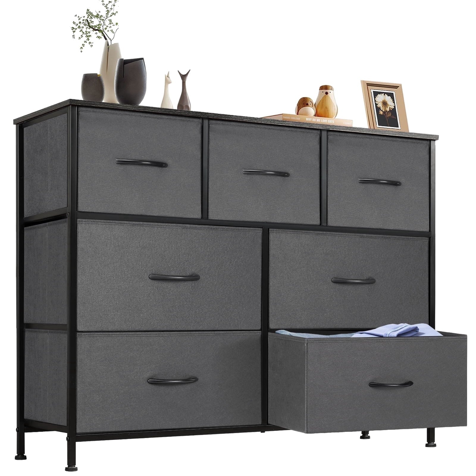 CONCETTA 7-Drawer Fabric Dresser Storage Chest for Bedroom, Closet, Storage Furniture for Adults, Gray