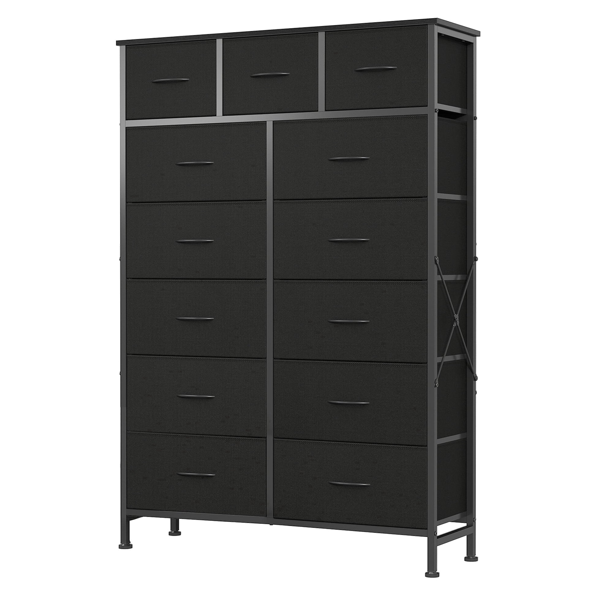 CONCETTA 13-Drawer Fabric Dresser, Tall Storage Tower Organizaton for Bedroom, Closet, Living Room, Black