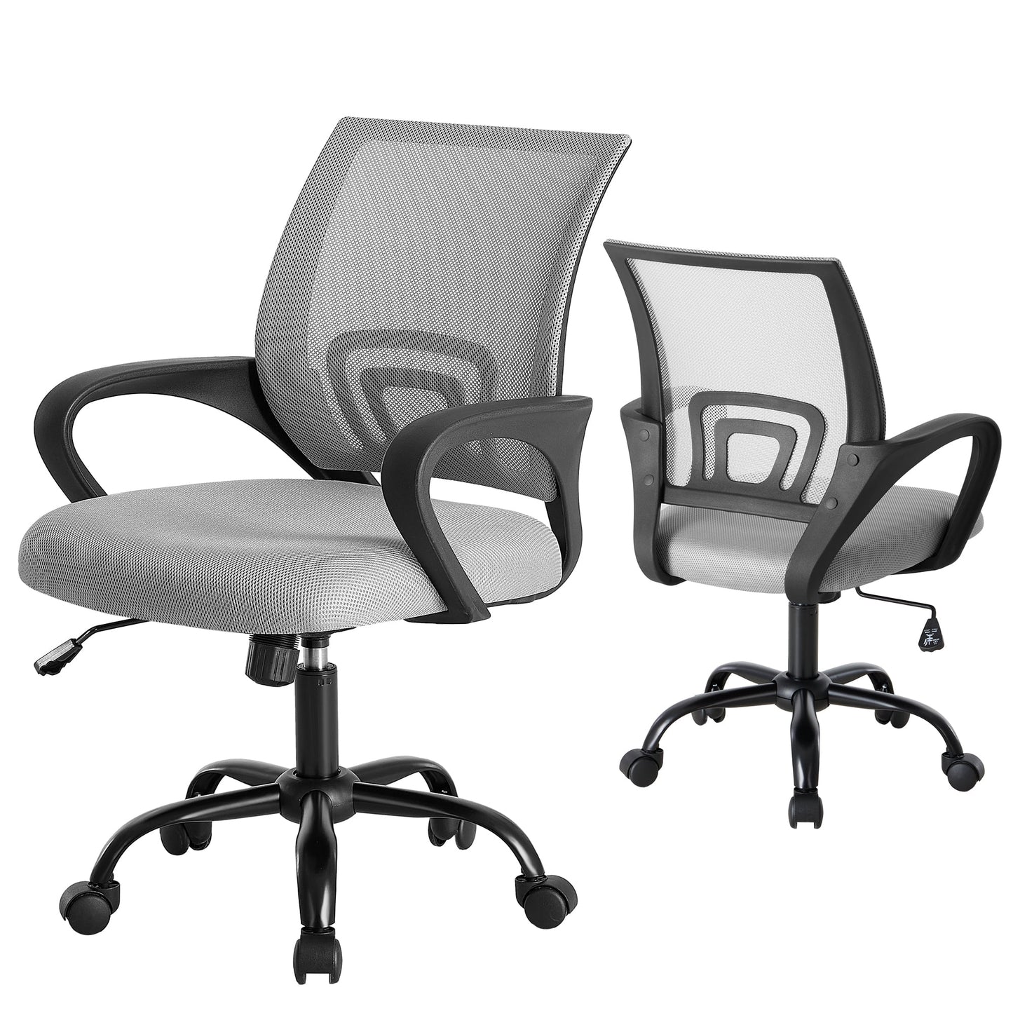 CONCETTA Home Office Computer Chair, With Lumbar Support, Adjustable Height, Fixed Armrests, Suitable For Meeting Rooms, 360Â°Rotation, For Adults, Gray