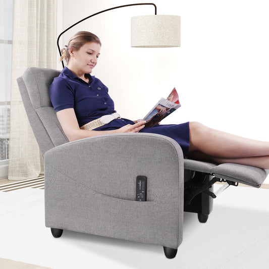 CONCETTA Massage Recliner Chair for Adults, Adjustable Home Theater Seating with Lumbar Support, Small Recliners for Small Spaces, Dark Grey