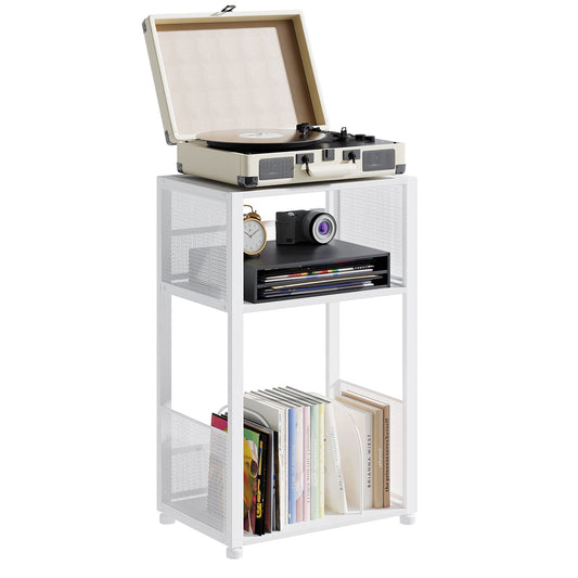 CONCETTA Soporte para Tocadiscos, Mesa Giratoria de 3 Niveles con Almacenamiento de Vinilo para hasta 100 Ãlbumes, Mesa Auxiliar para Sala de Estar Dormitorio