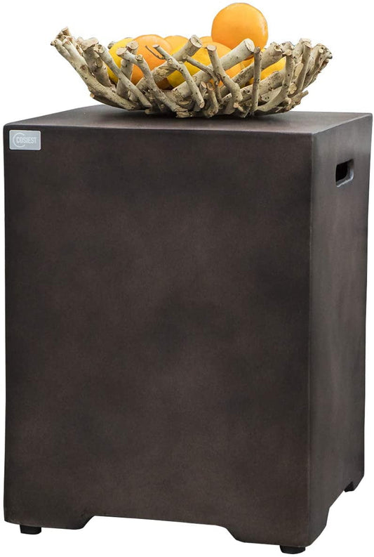 COSIEST Outdoor Hideaway Square Concrete Tank Table for Gas Fire Pits