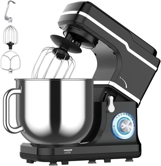 COZONY 7.5Qt Stand Food Mixer, Black with Dough Mixer, Egg Whisk, Beater, Splash Guard