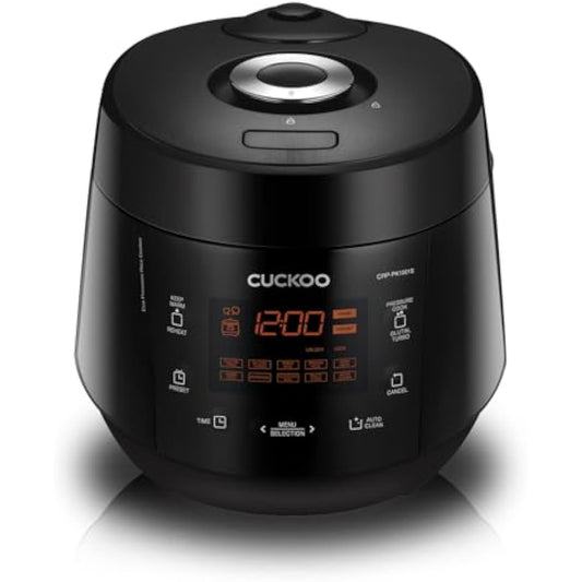 CRP-PK1001S 10-Cup (Uncooked) / 20-Cup (Cooked) Heating Pressure Rice Cooker & Warmer with Nonstick Inner Pot, 13 Menu Options, Fuzzy Logic Tech, Auto Clean (Black)