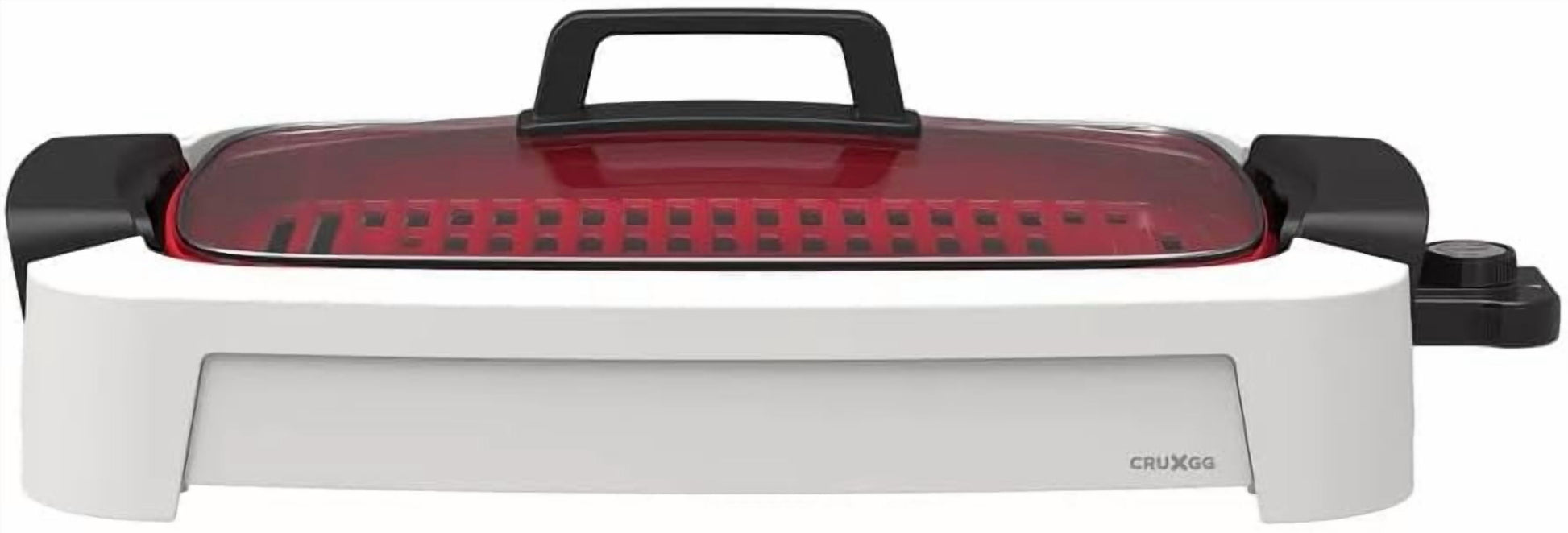CRUX-GG 2-in-1 Smokeless Indoor Ceramic Nonstick Grill and Griddle with Tempered Glass Lid, 1500W Rapid Heating, Cool-Touch Handles, Dishwasher-Safe, PTFE- and PFOA-Free Ceramic Coating