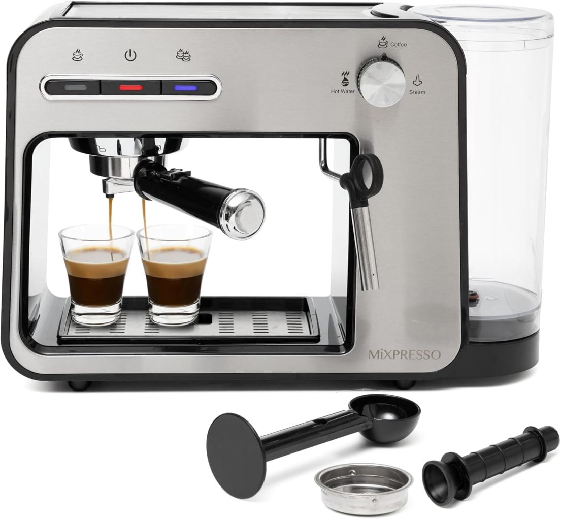 CSPP Professional Espresso Machine for Home 15 Bar with Milk Frother Steam Wand, Espresso Maker with Double-Cup Splitter, 1450w Fast Heating Cappuccino & Latte machine 37Oz Water Tank