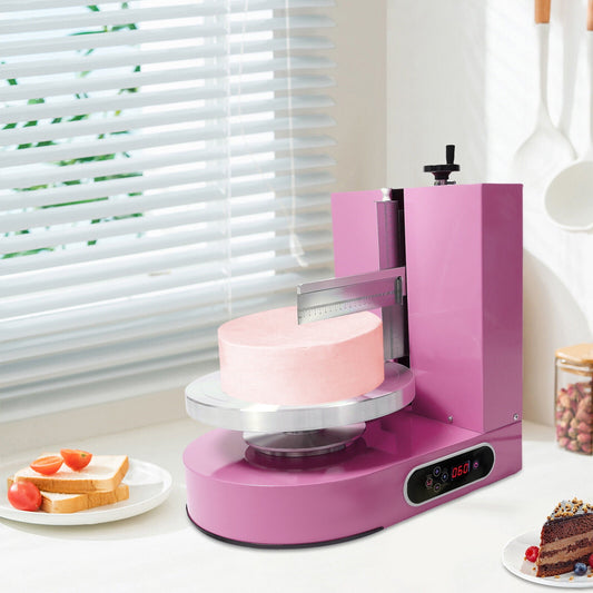 Cake Decorating Machine with 200W Pure Copper Motor, Adjustable Horizontal & Vertical Knives, LCD Display, Efficient Cream Smoothing for 4-12 Inch Cakes