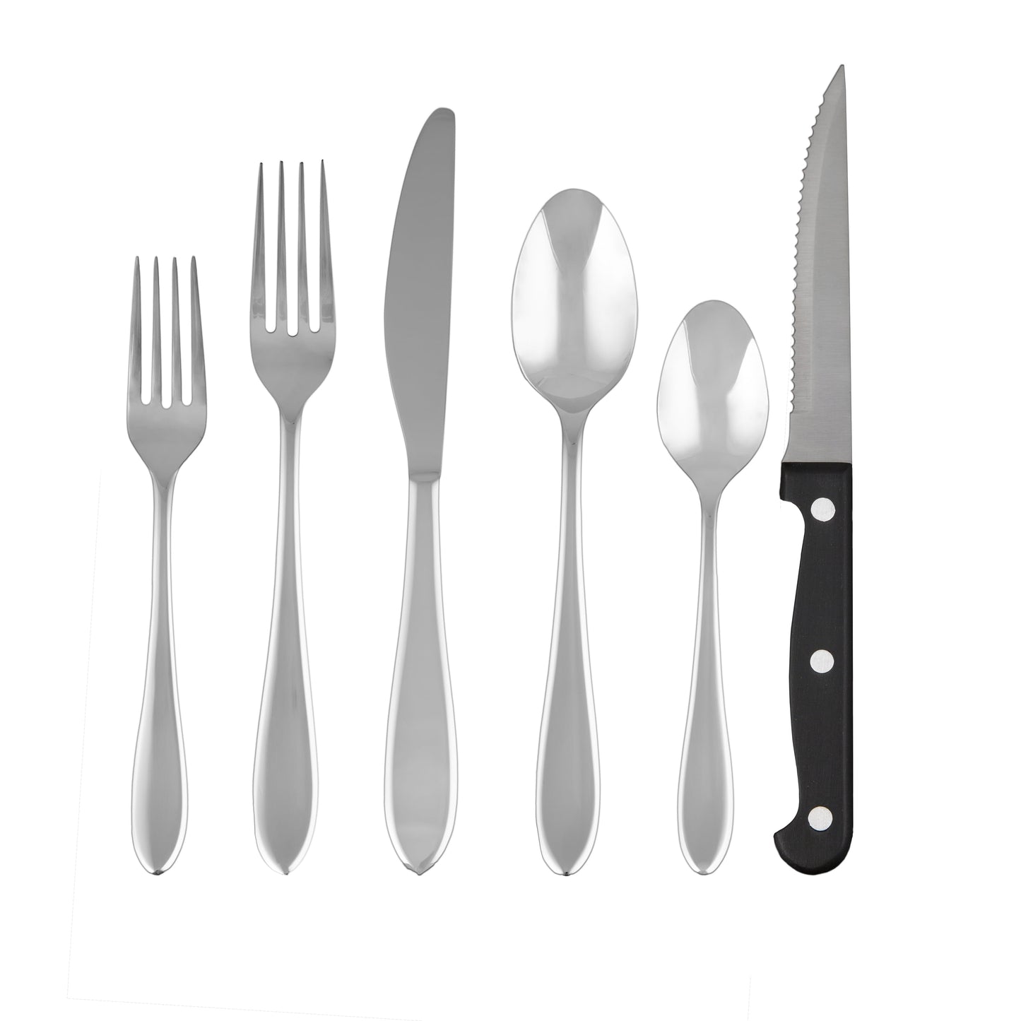 Cambridge Espejo Picante Juego de Cubiertos de Acero Inoxidable de 36 Piezas con Cuchillos para Bistec (Servicio para 6)
