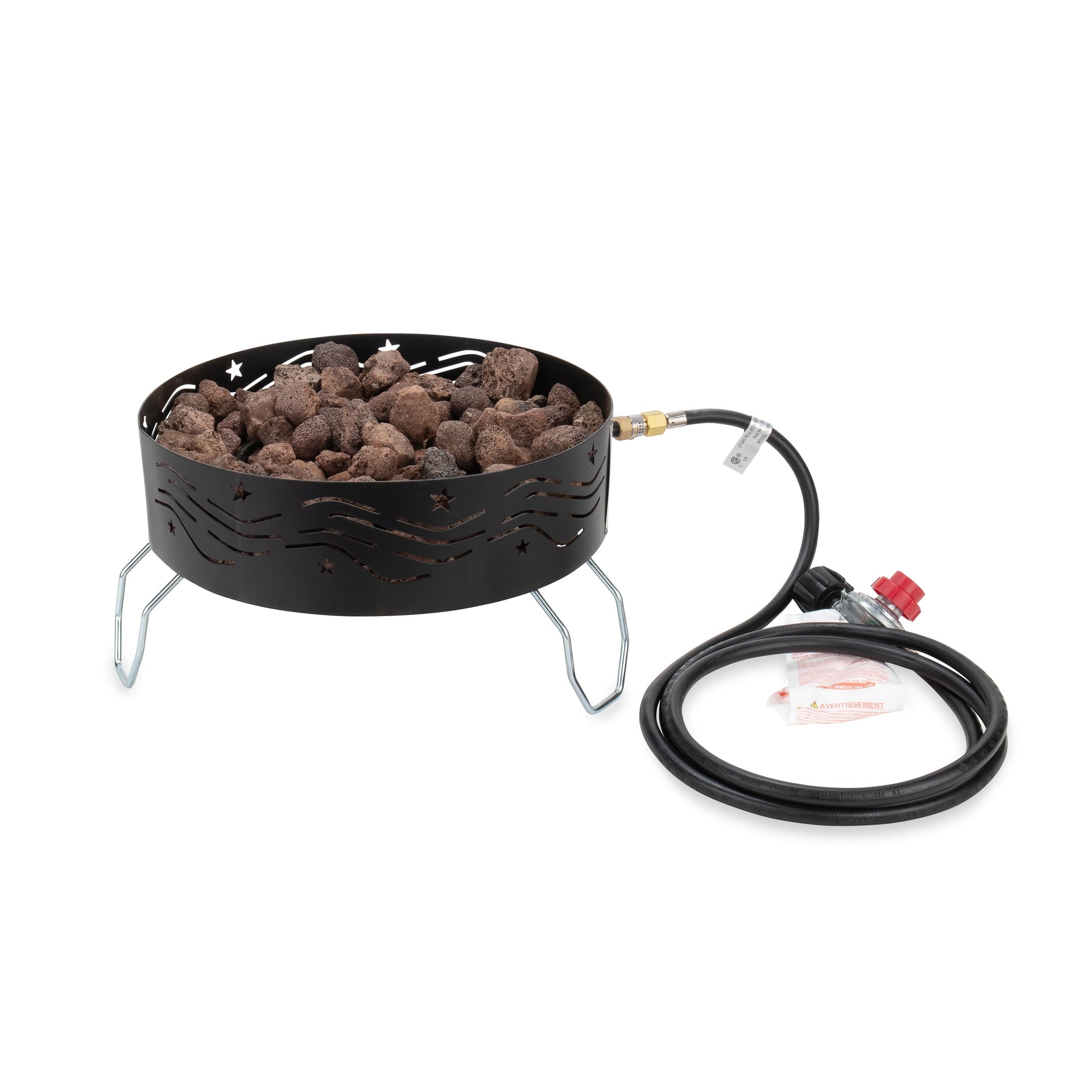Camco Portable Propane Campfire with Storage Bag - 8-Foot Propane Hose, 14.5-Inch Fire Tray (58047)