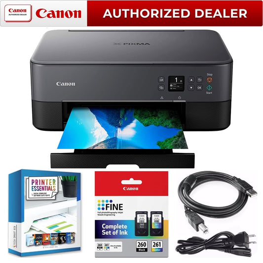 Canon PIXMA TS6420 All-in-One c with Print, Scan, Copy, Photo Print & Mobile Functions Bundle with DGE USB Cable + Small Business Productivity Software Kit