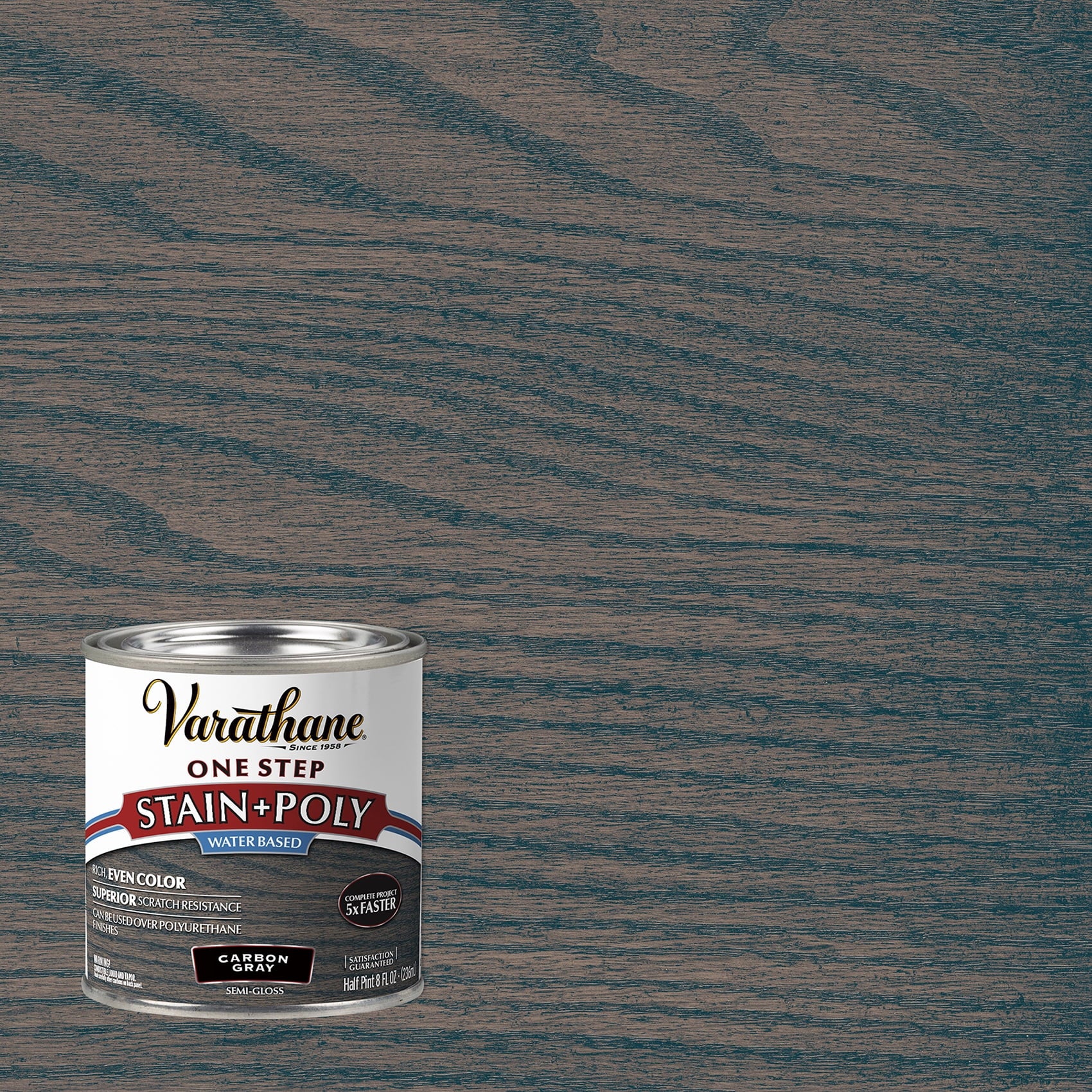 4 Pack, Carbon Gray, Varathane Stain + Polyurethane, Semi-Gloss -384362, Half Pint