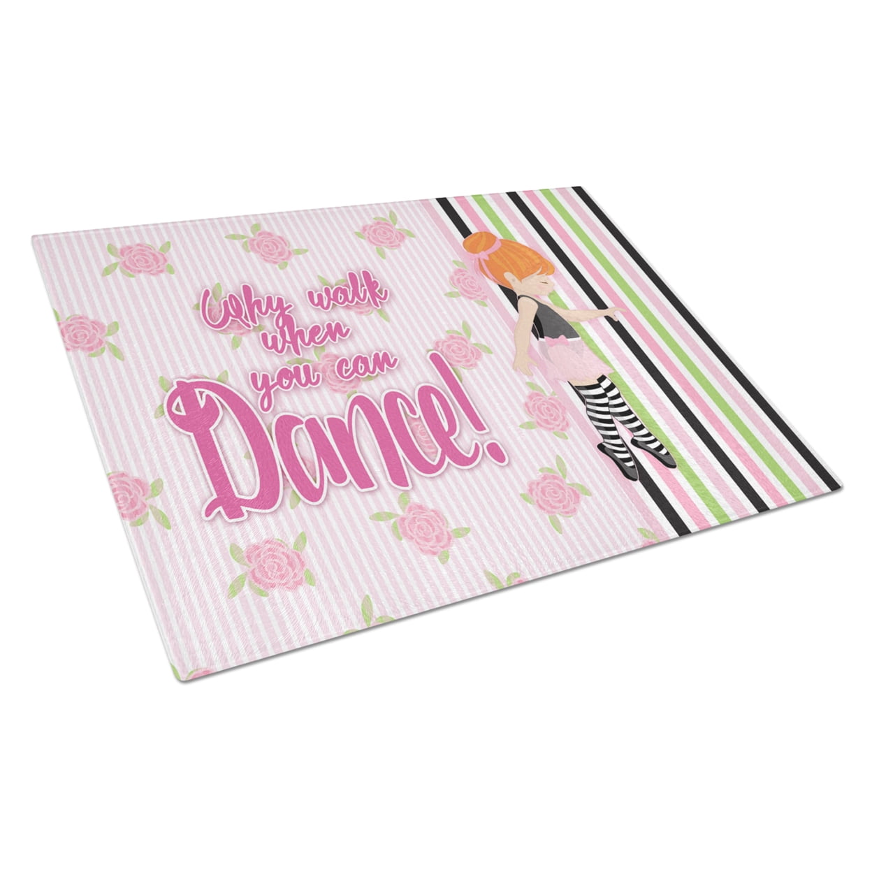 Caroline's Treasures Ballet Dance Stripes Red Hair Glass Cutting Board Large