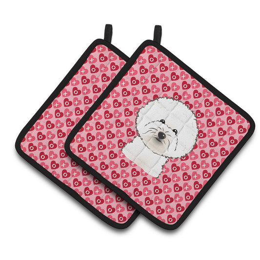 Bichon Frise Hearts Pair of Pot Holders