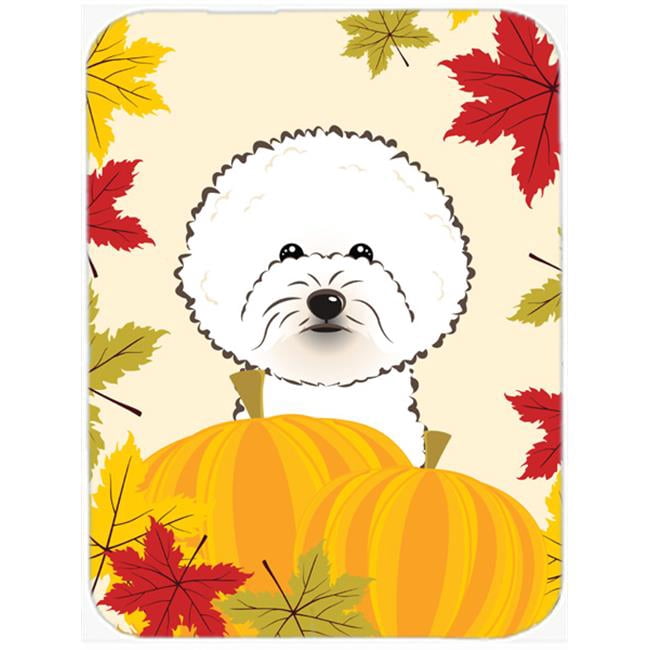Caroline's Treasures Bichon Frise Thanksgiving Glass Cutting Board Large