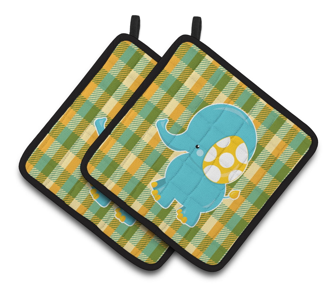 Boy Elephant Pair of Pot Holders