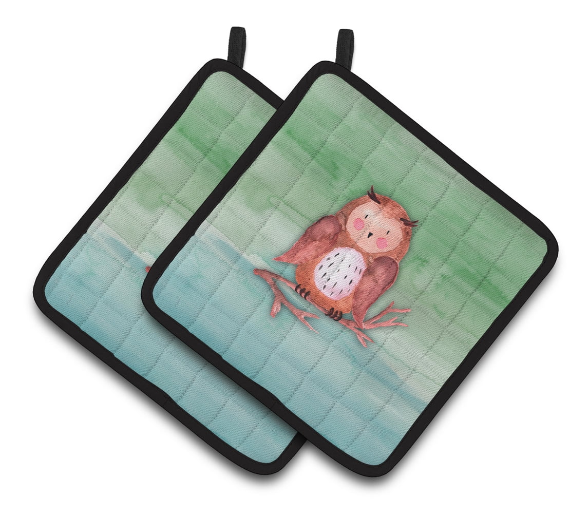 Caroline's Treasures Brown Owl Watercolor Pair of Pot Holders