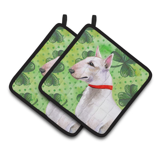 Bull Terrier St Patrick's Pair of Pot Holders