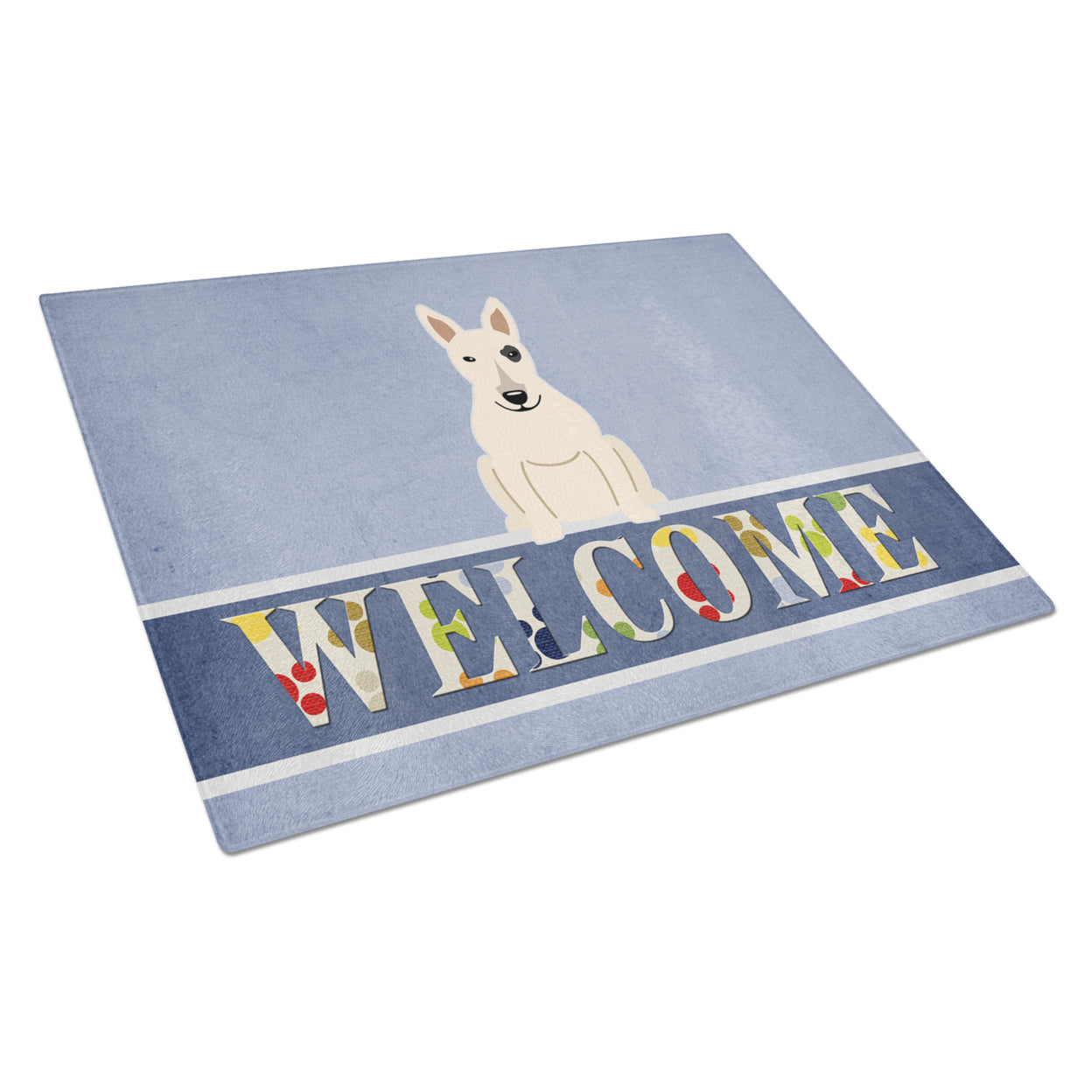 Caroline's Treasures Bull Terrier White Welcome Glass Cutting Board Large