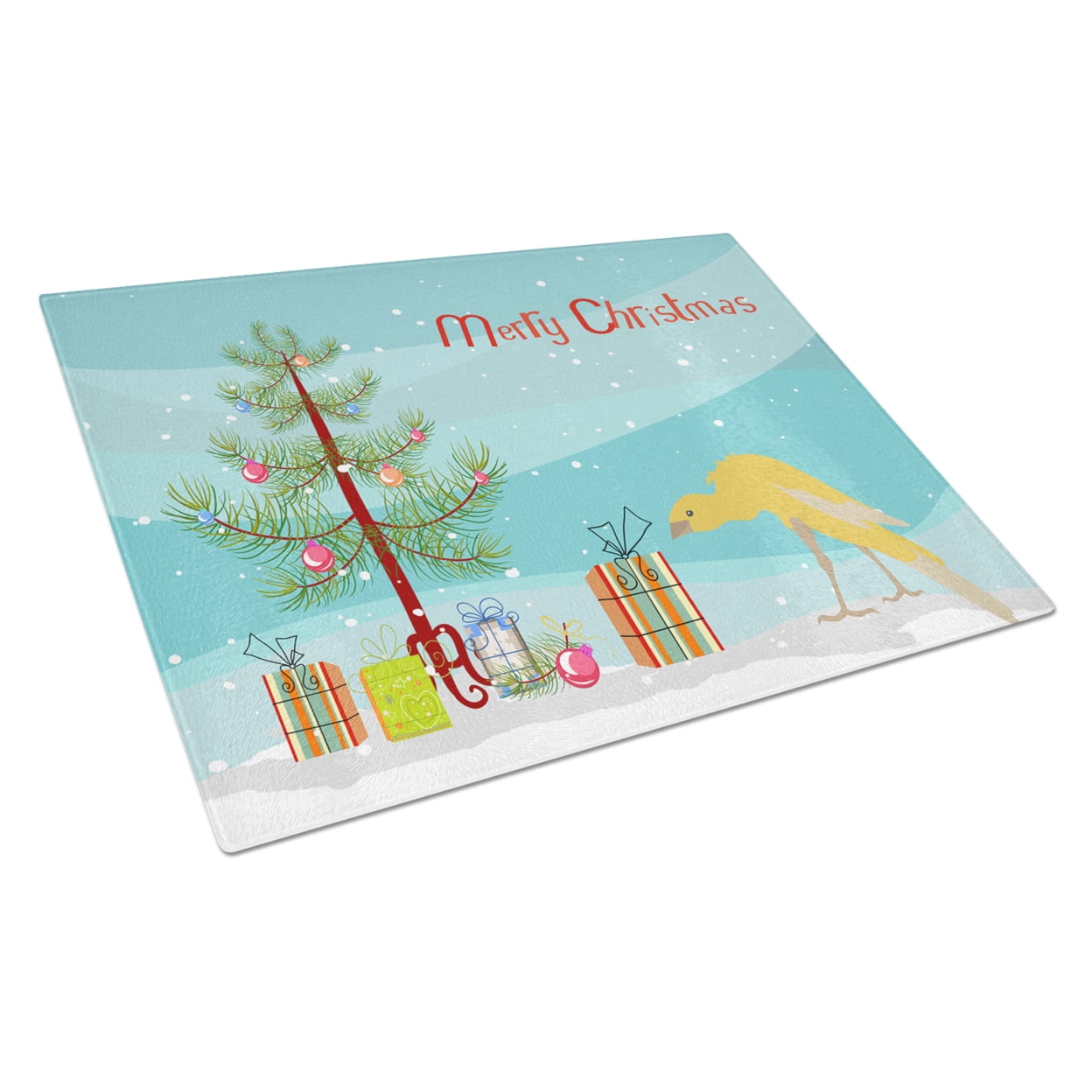Caroline's Treasures CK4477LCB Belgian Hunchback Canary Merry Christmas Glass Cutting Board Large, 12H x 16W, multicolor