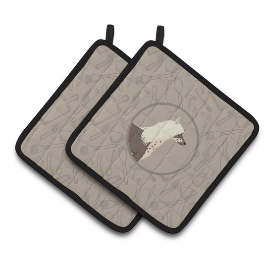 Chinese Crested In the Kitchen Pair of Pot Holders