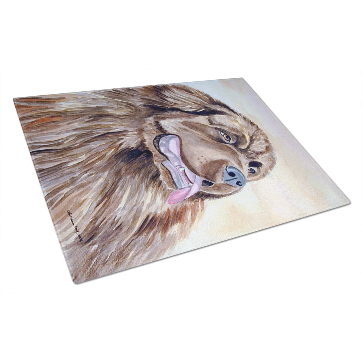 Caroline's Treasures Chocolate Brown Newfie Newfoundland Glass Cutting Board Large
