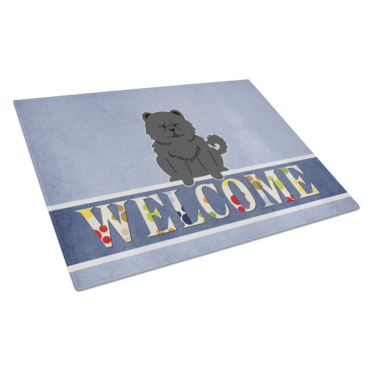 Caroline's Treasures Chow Chow Black Welcome Glass Cutting Board Large