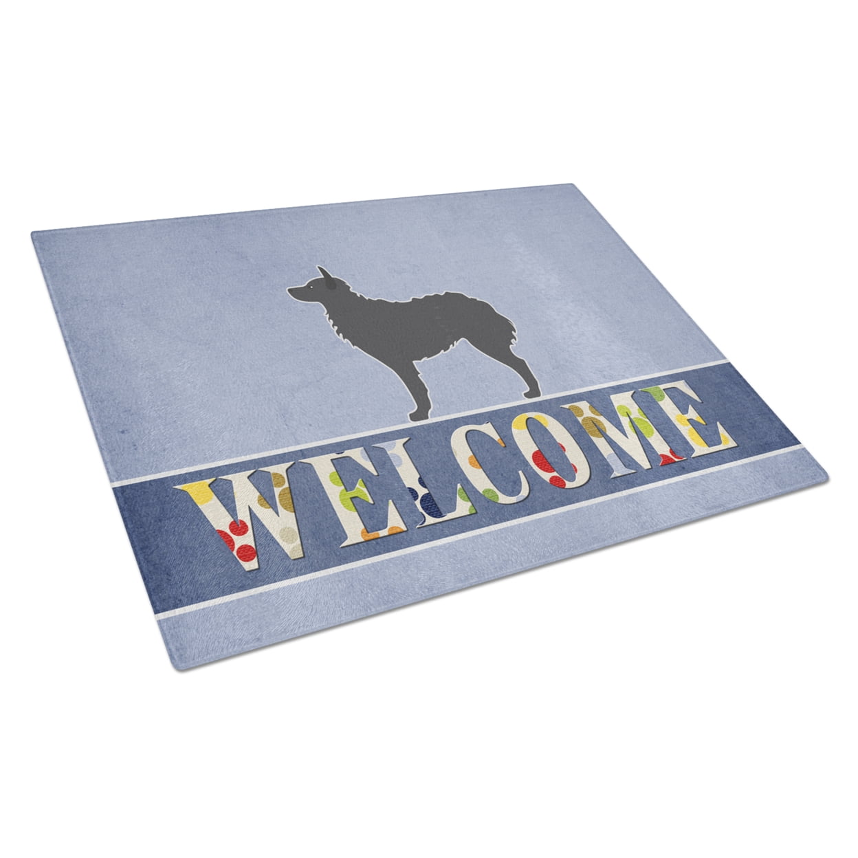 Caroline's Treasures Croatian Sheepdog Welcome Glass Cutting Board Large
