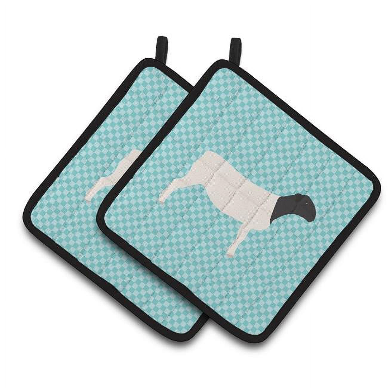 Caroline's Treasures Dorper Sheep Blue Check Pair of Pot Holders