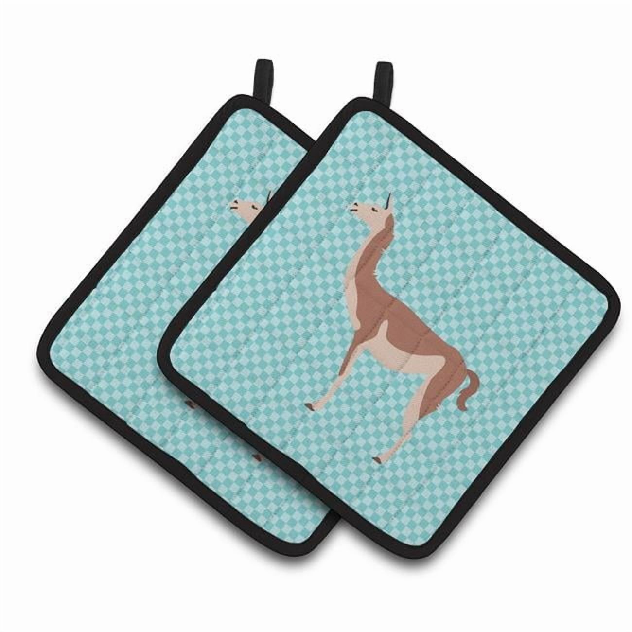 Caroline's Treasures Guanaco Blue Check Pair of Pot Holders