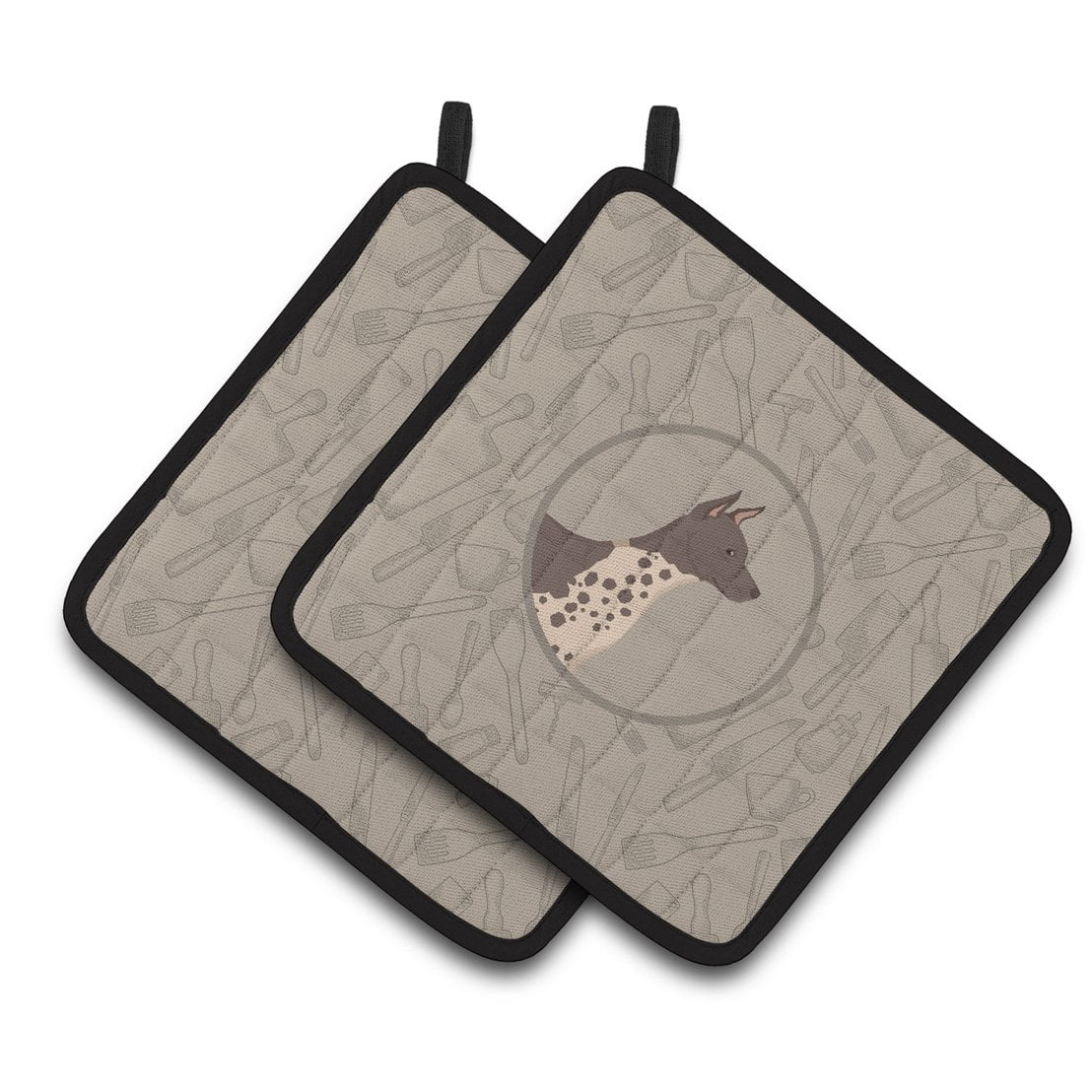 Caroline's Treasures Hairless Terrier In the Kitchen Pair of Pot Holders