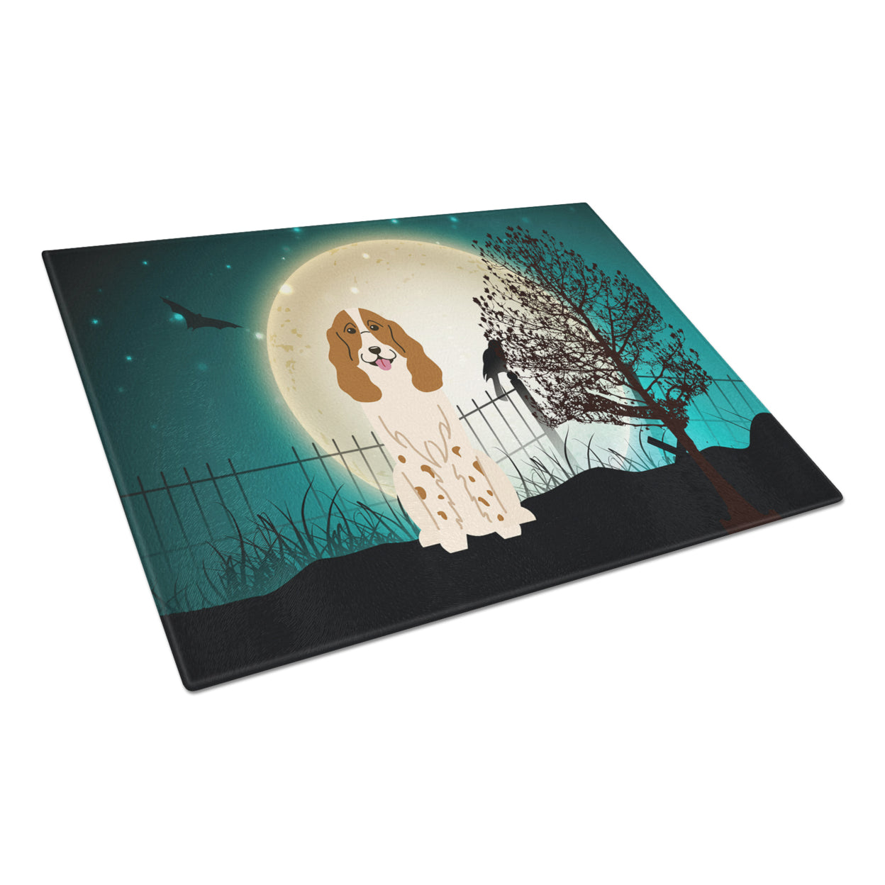 Caroline's Treasures Halloween Scary Russian Spaniel Glass Cutting Board Large