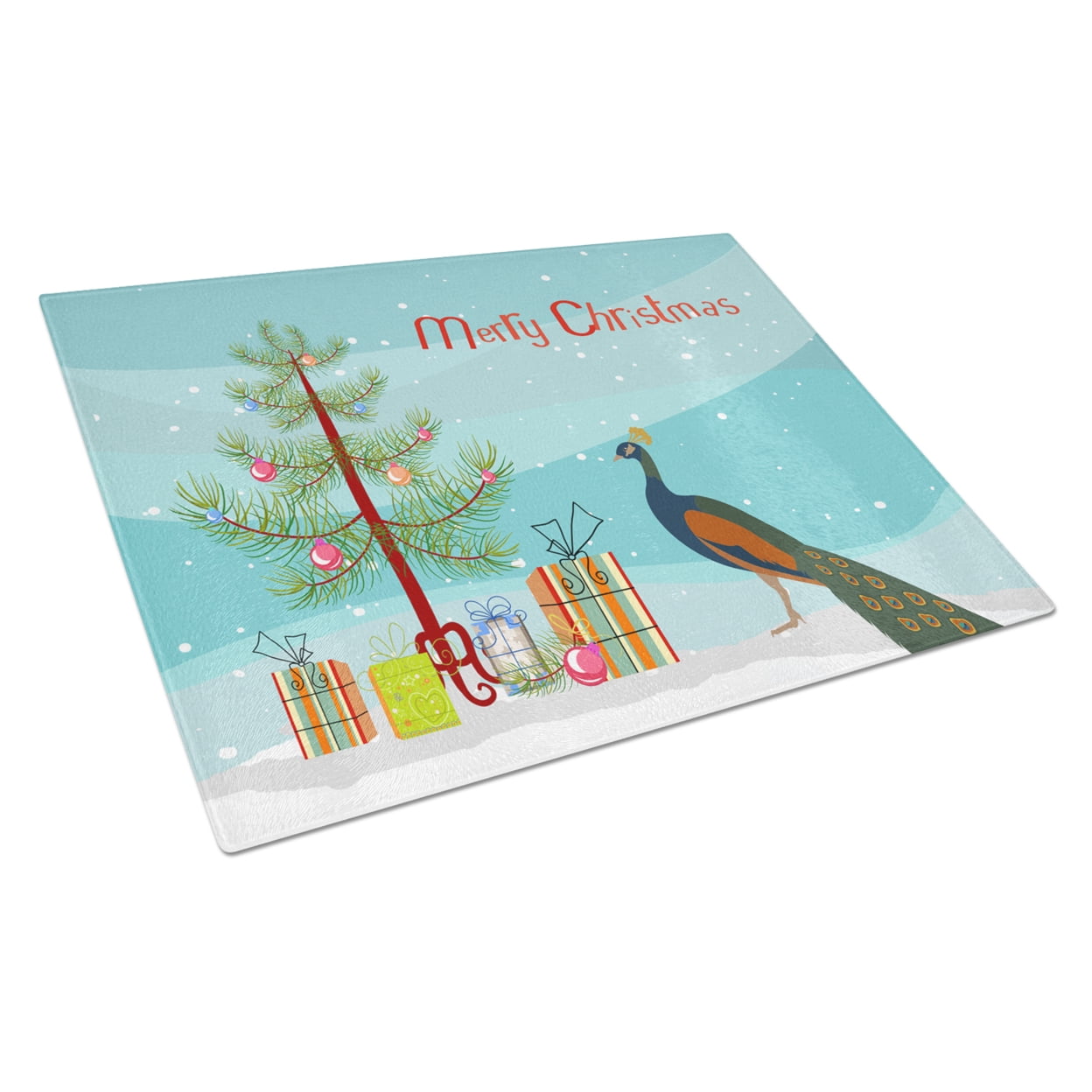 Caroline's Treasures Indian Peacock Peafowl Christmas Glass Cutting Board Large