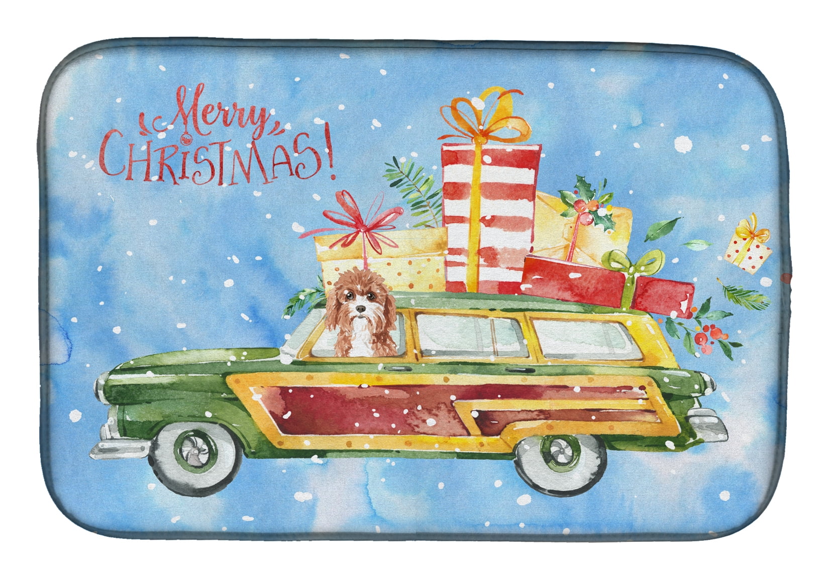 Caroline's Treasures Merry Christmas Cavapoo Dish Drying Mat