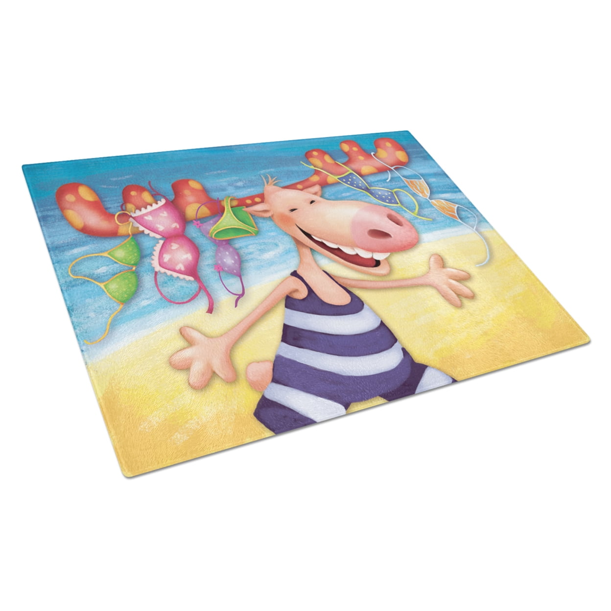 Caroline's Treasures Moose on the Beach Glass Cutting Board Large