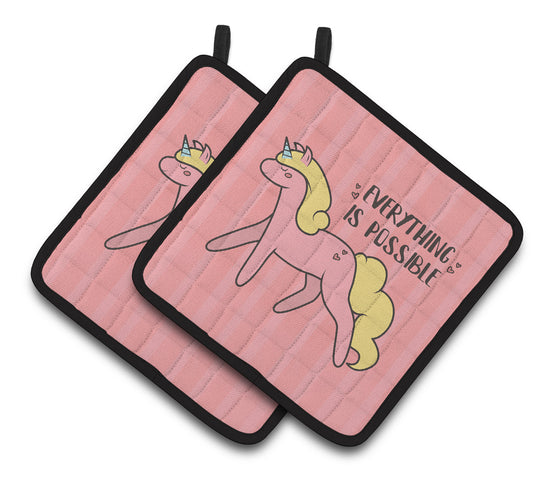 Caroline's Treasures Nursery Everything is Possible Unicorn Pair of Pot Holders