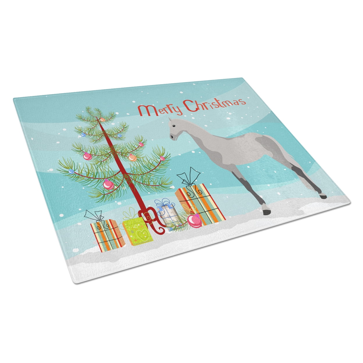 Caroline's Treasures Orlov Trotter Horse Christmas Glass Cutting Board Large