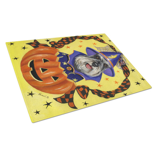 Caroline's Treasures PPP3161LCB Schnauzer Halloween Glass Cutting Board Large, 12H x 16W, multicolor