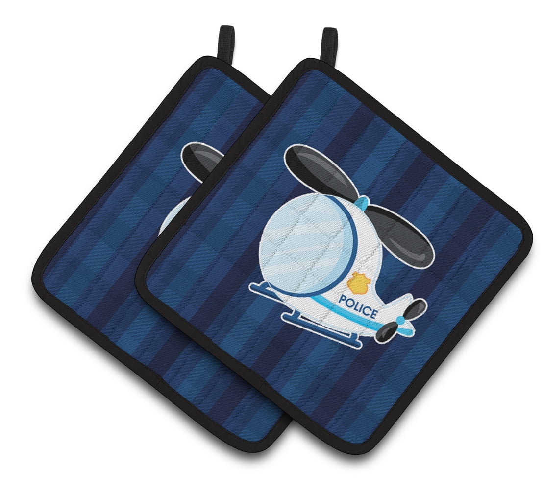 Caroline's Treasures Police Helicopter Pair of Pot Holders