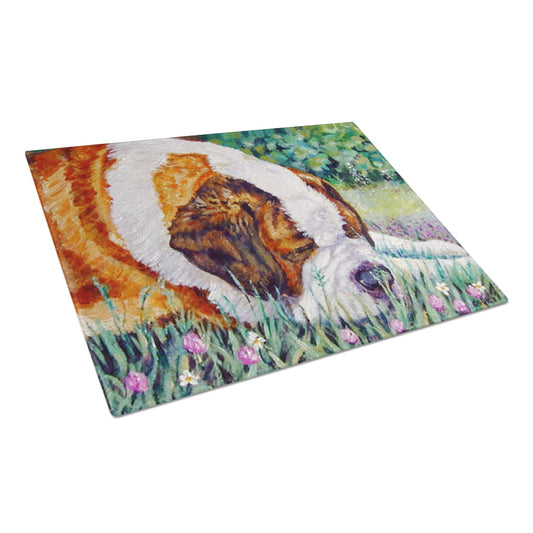 Caroline's Treasures Saint Bernard Naptime Glass Cutting Board Large